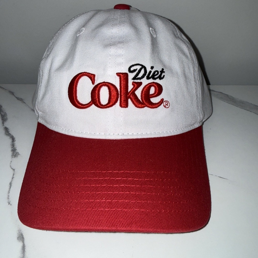 Diet Coke Hat White Red Adjustable Cap Embroidered Logo Coca Cola‎ One Size NEW!